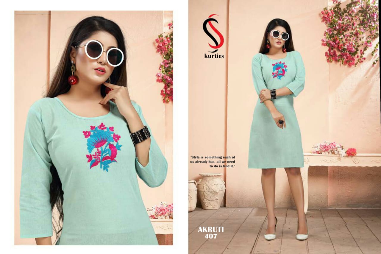 SS Akruti 4 Handloom Cotton Straight Cut Kurtis